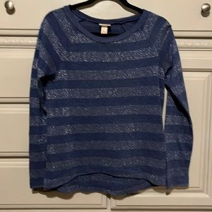 Mossimo Long Sleeve Blue and Silver striped Shirt, Size Small
